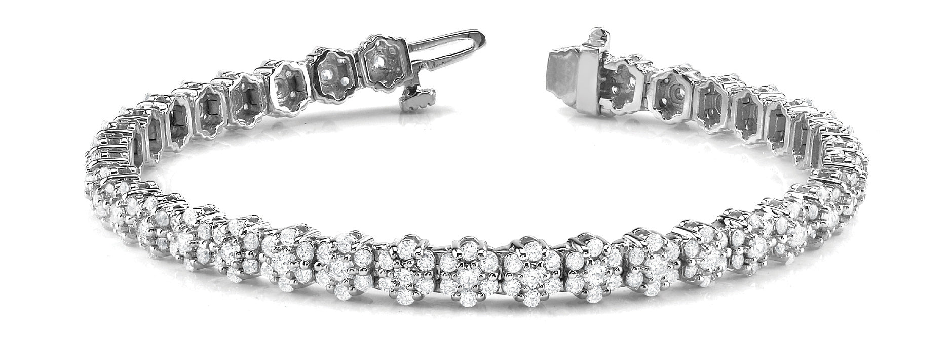 14K White Gold Round Diamond Fashion Bracelet