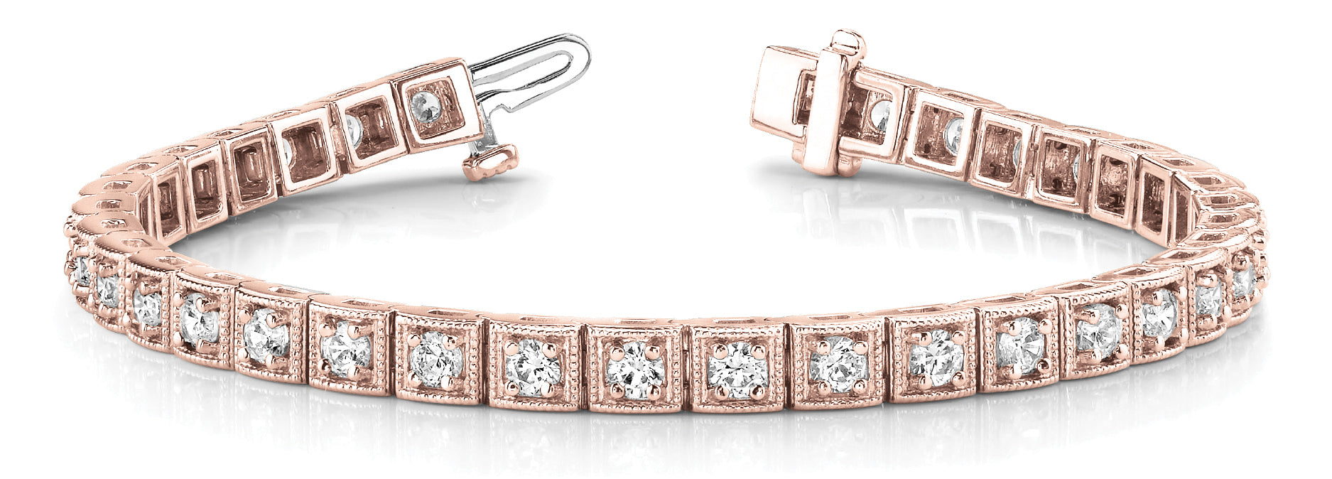 18K Rose Gold Vintage Diamond Tennis Bracelet