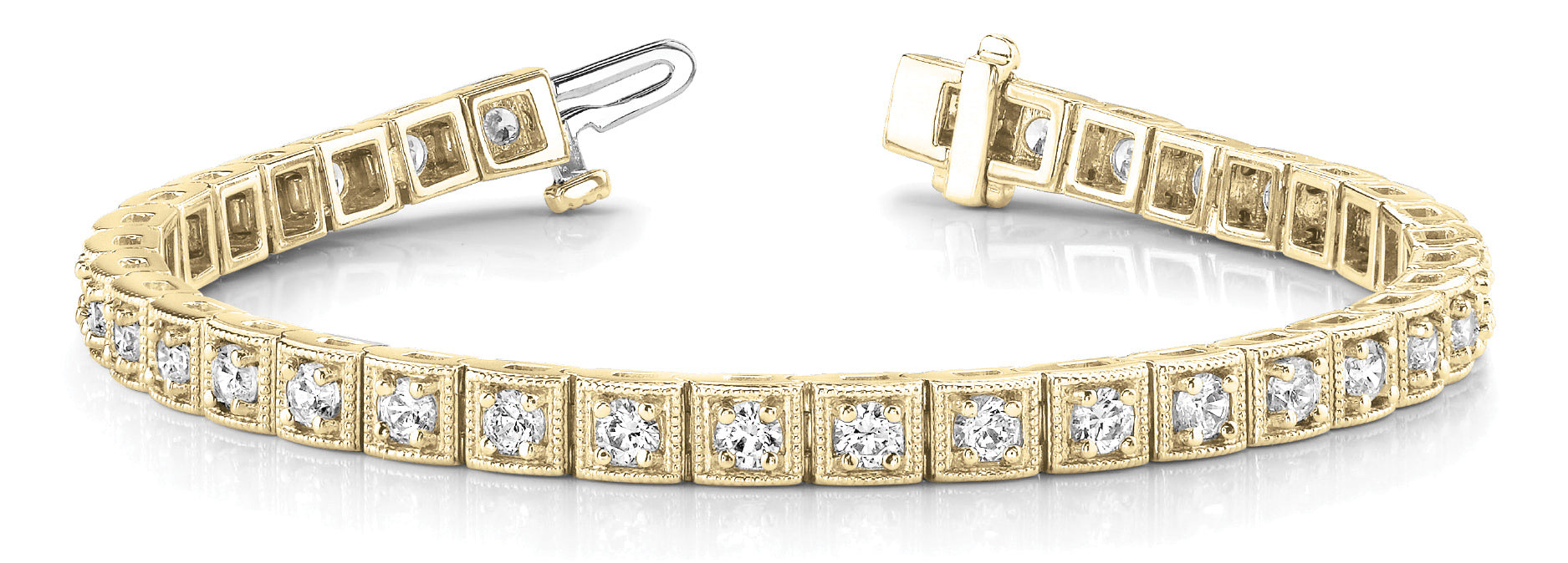 18K Yellow Gold Vintage 1.5 ctw Diamond Tennis Bracelet