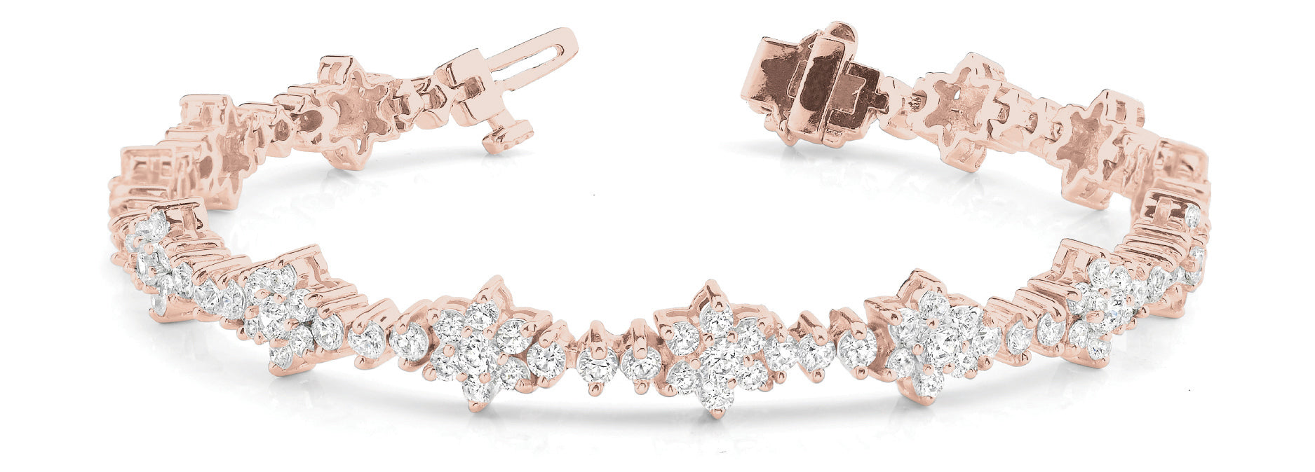 14K Rose Gold Multi-Diamond Fashion Tennis Bracelet