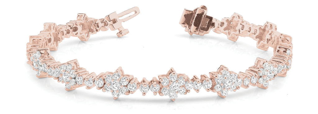 14K Rose Gold Multi-Diamond Fashion Tennis Bracelet