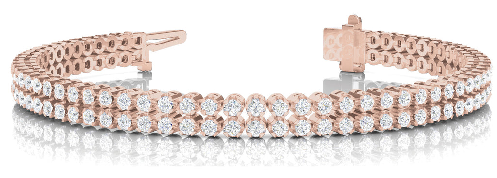 Rose Gold 3.85 CT Diamond Multi-Row Tennis Bracelet