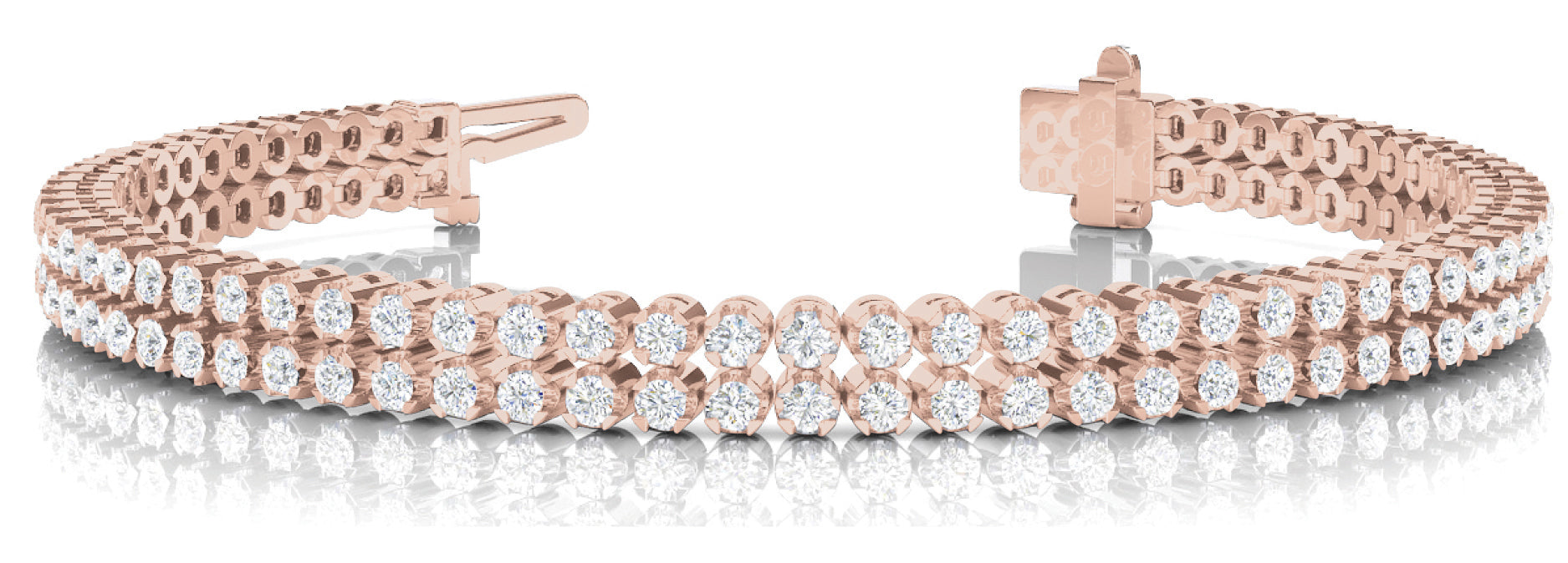 Rose Gold 3.85 CT Diamond Multi-Row Tennis Bracelet