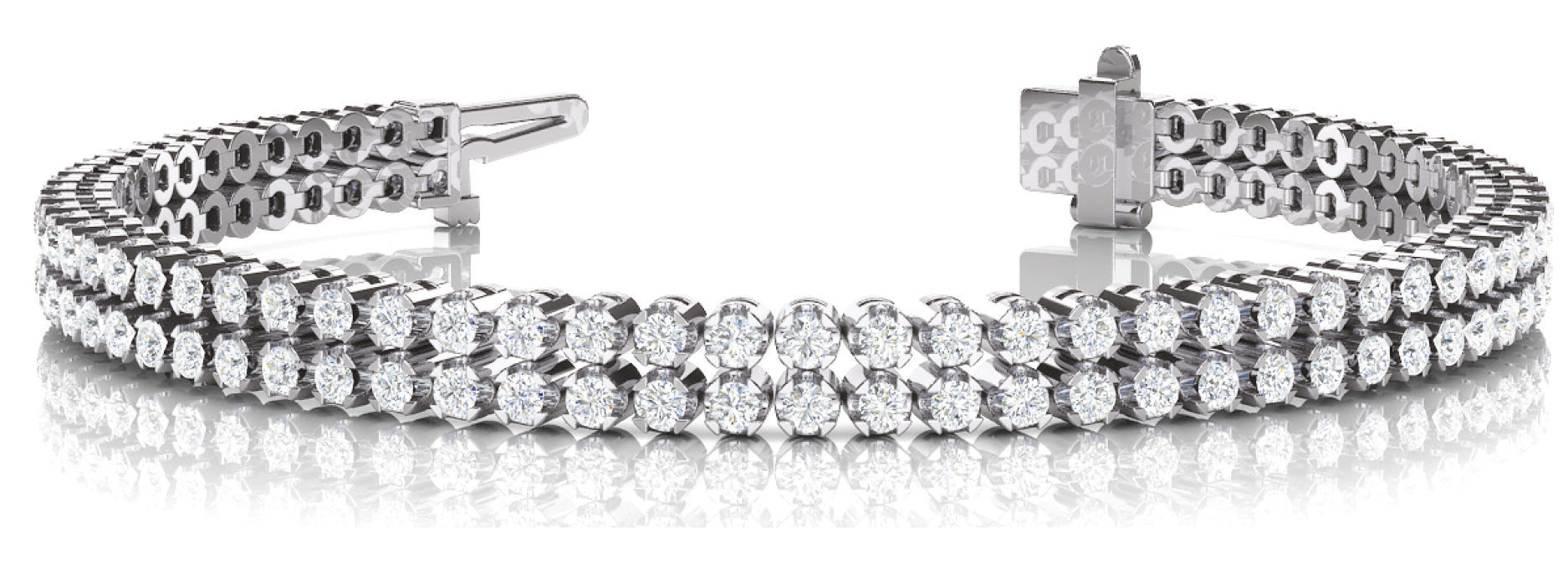 14K White Gold 3.85ctw Diamond In-Line Bracelet