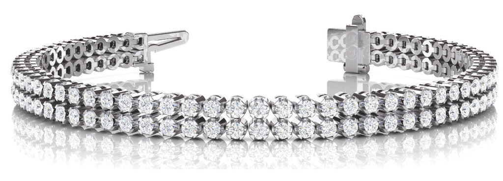18K White Gold Diamond Multi-Row Tennis Bracelet