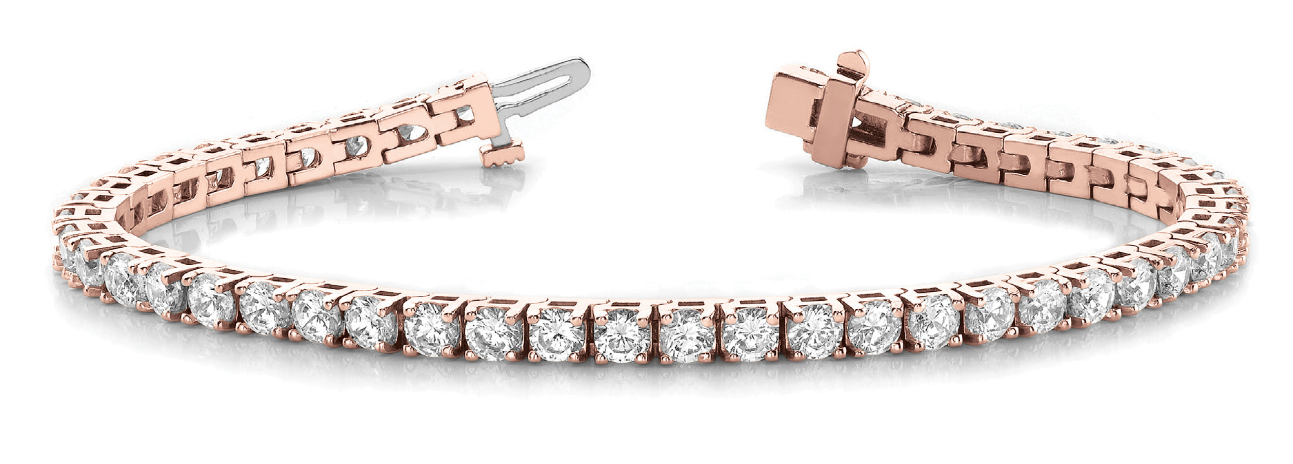 14K Rose Gold 3ctw Round Diamond Tennis Bracelet