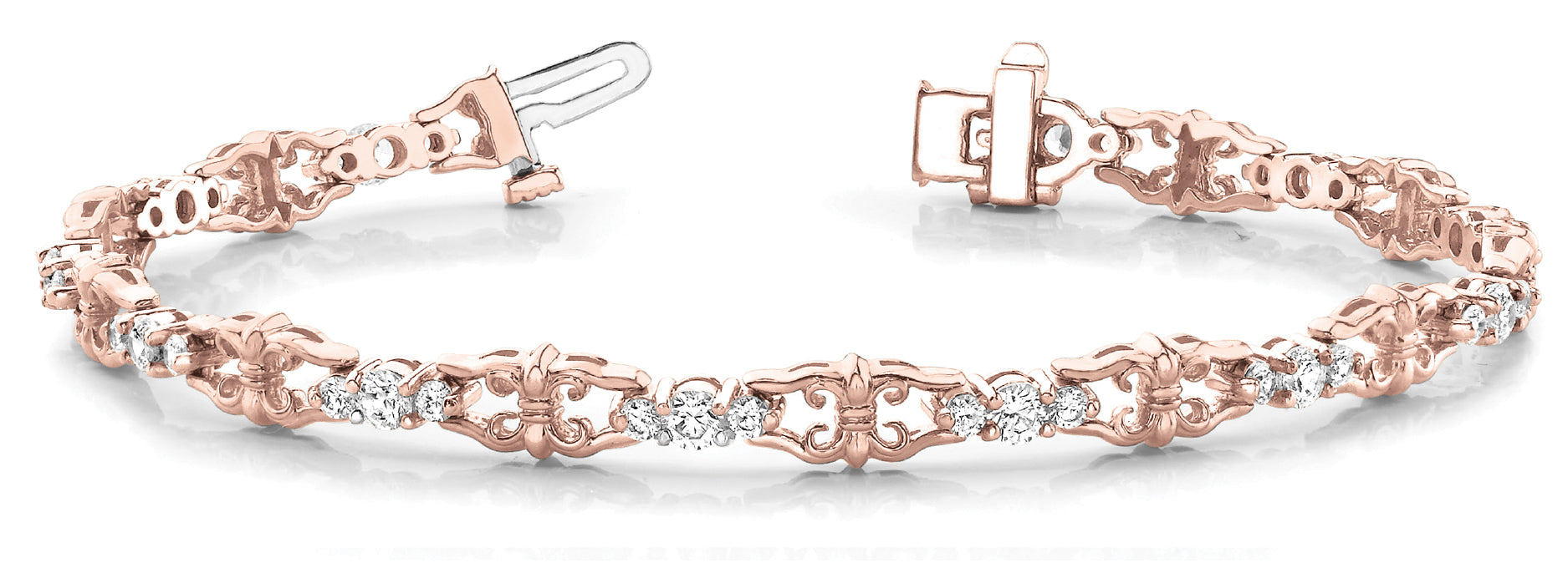 14K Rose Gold Diamond Fashion Tennis Bracelet