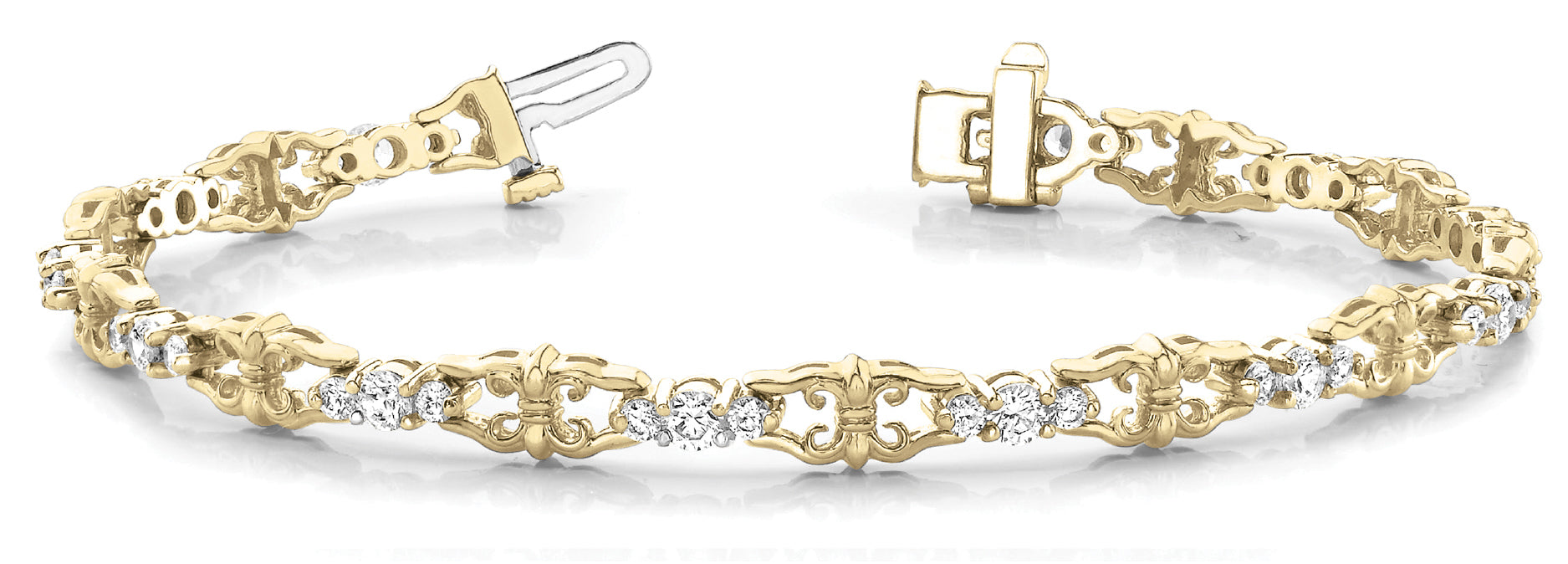 18K Yellow Gold Diamond Fashion Tennis Bracelet