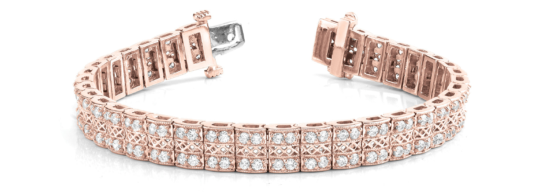 18K Rose Gold 2.25 CT Multi-Row Diamond Bracelet