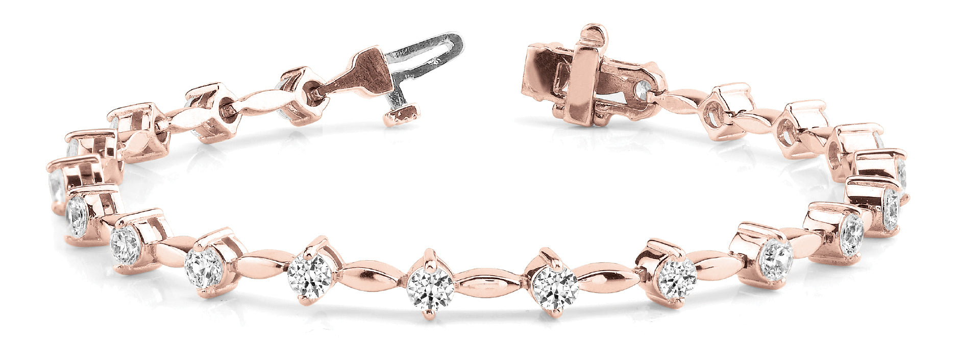 14K Rose Gold Diamond Fashion Tennis Bracelet