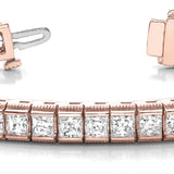 14K Rose Gold Square Diamond Fashion Bracelet
