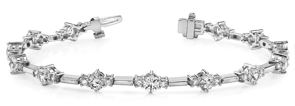 14K White Gold Round Diamond Fashion Bracelet