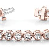 14K Rose Gold Diamond Vintage Tennis Bracelet