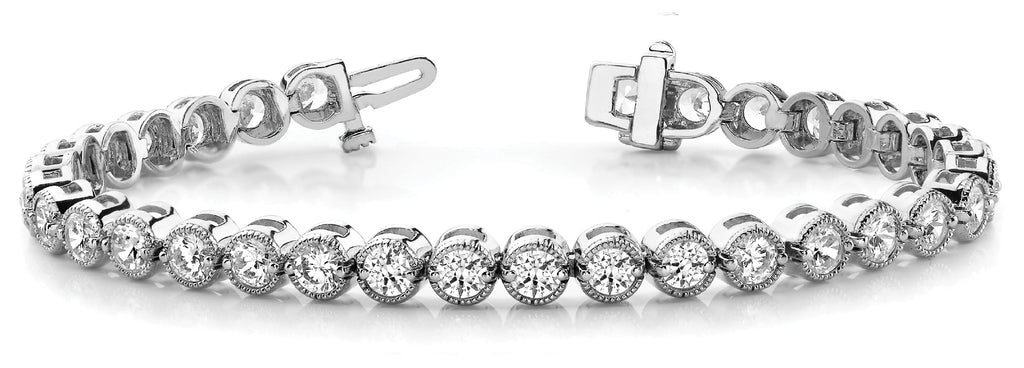 18K White Gold 1 CT Diamond Vintage Tennis Bracelet