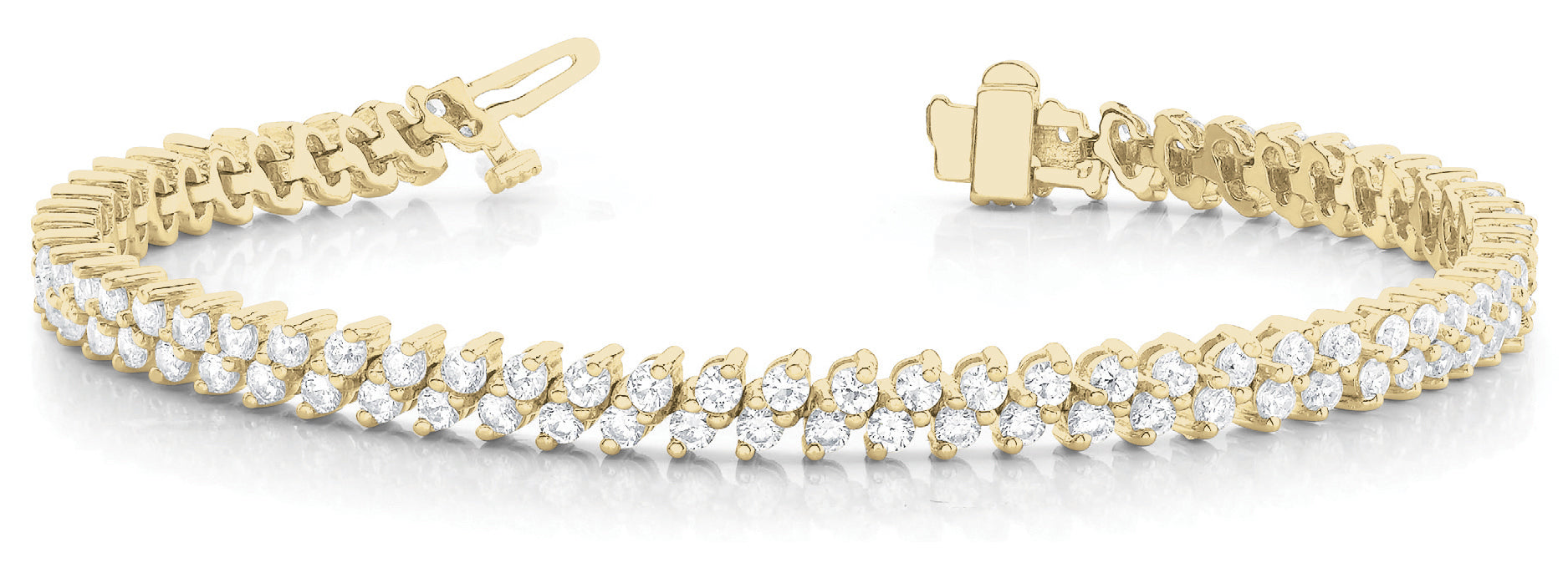 18K Yellow Gold 4ct Diamond Multi-Row Tennis Bracelet