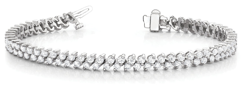 14K White Gold 4ct Diamond Multi-Row Bracelet
