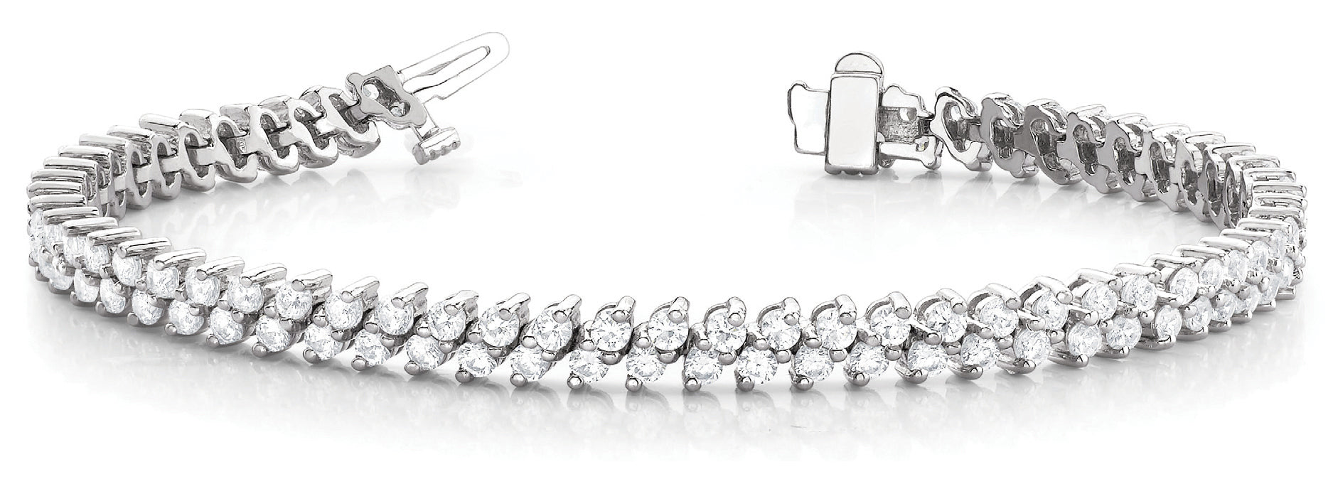 14K White Gold 4ct Diamond Multi-Row Bracelet
