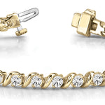 14K Yellow Gold Diamond In-Line Fashion Bracelet