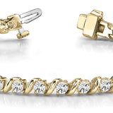 14K Yellow Gold Diamond In-Line Fashion Bracelet