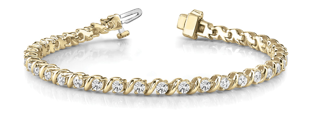 18K Yellow Gold Diamond S-Link Fashion Bracelet