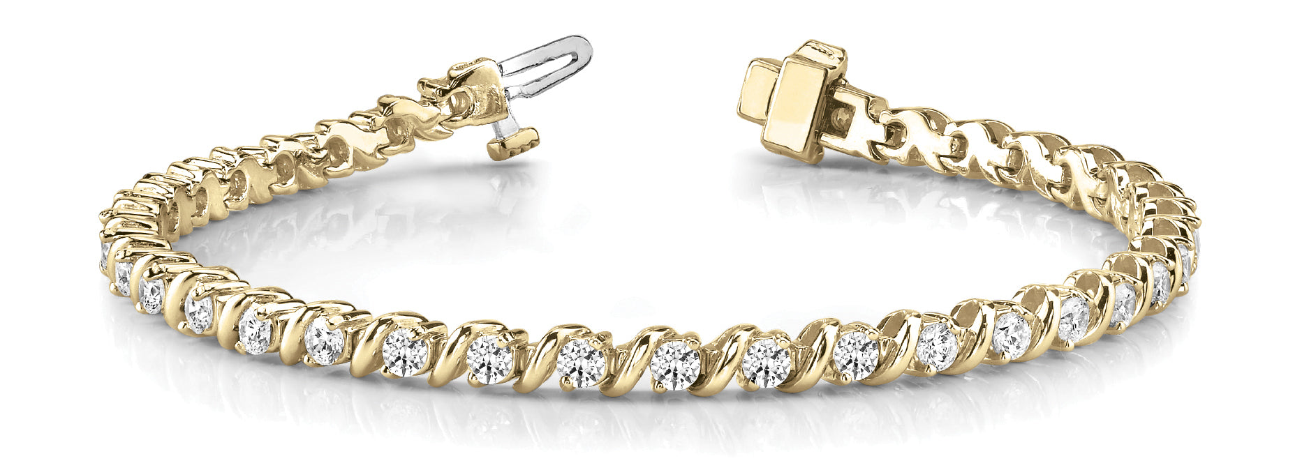 18K Yellow Gold Diamond S-Link Fashion Bracelet