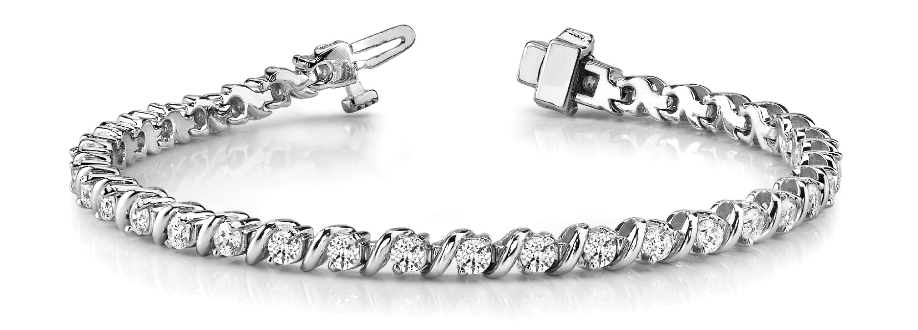 Multi-Diamond Round Link Fashion Bracelet