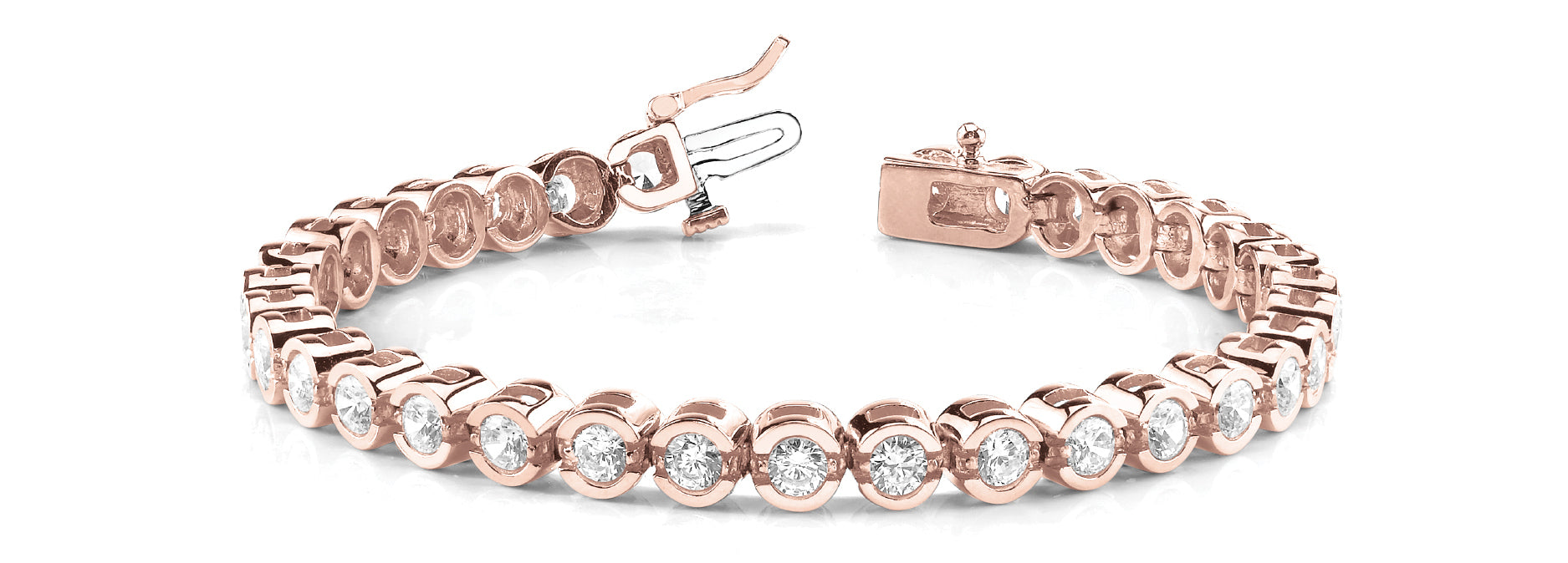Rose Gold 1ctw Round Diamond Bezel Bracelet