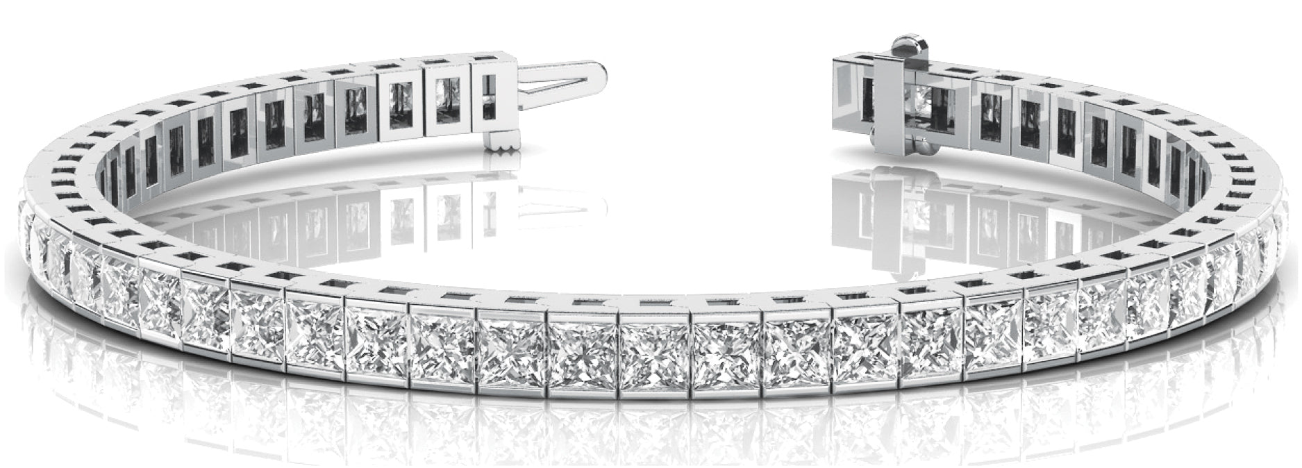 Platinum White 10.71ctw Square Diamond Bracelet