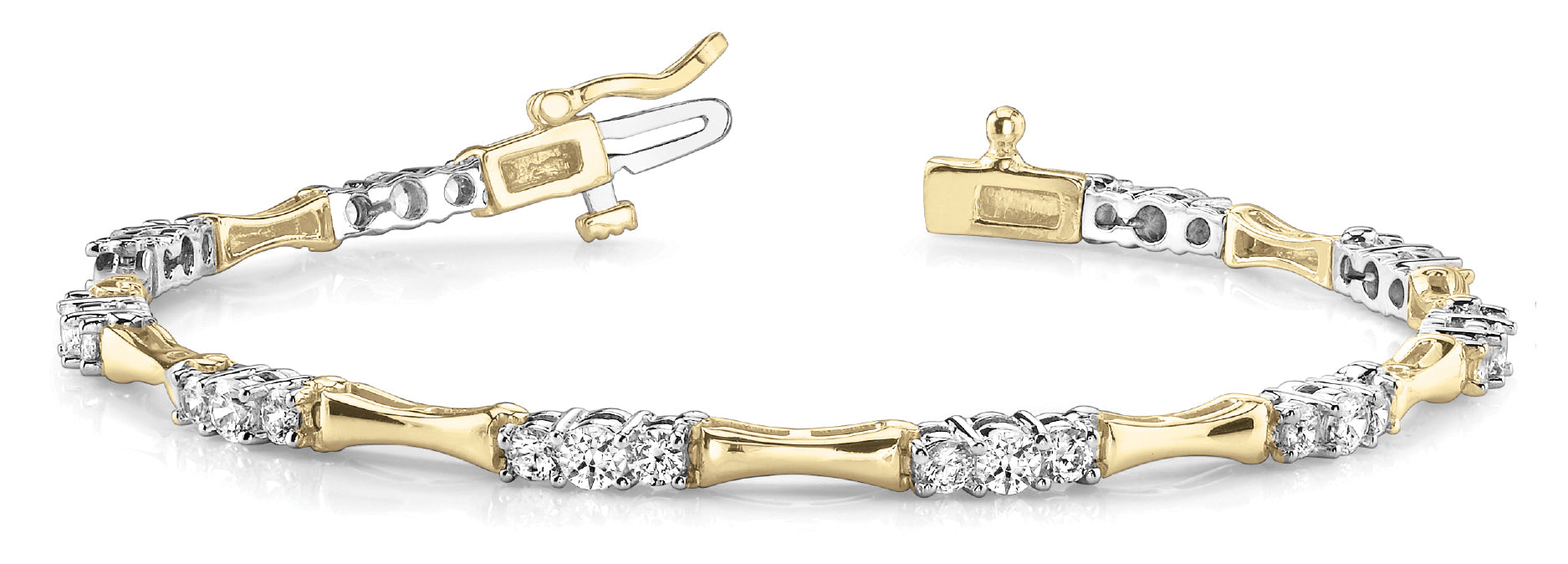 14K Yellow Gold Diamond Fashion Tennis Bracelet