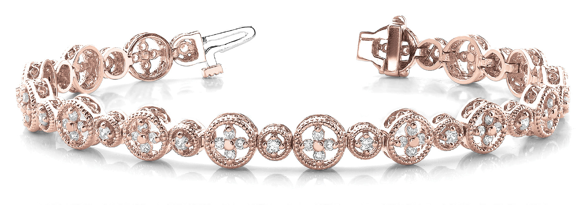 18K Rose Gold Vintage Diamond Bracelet