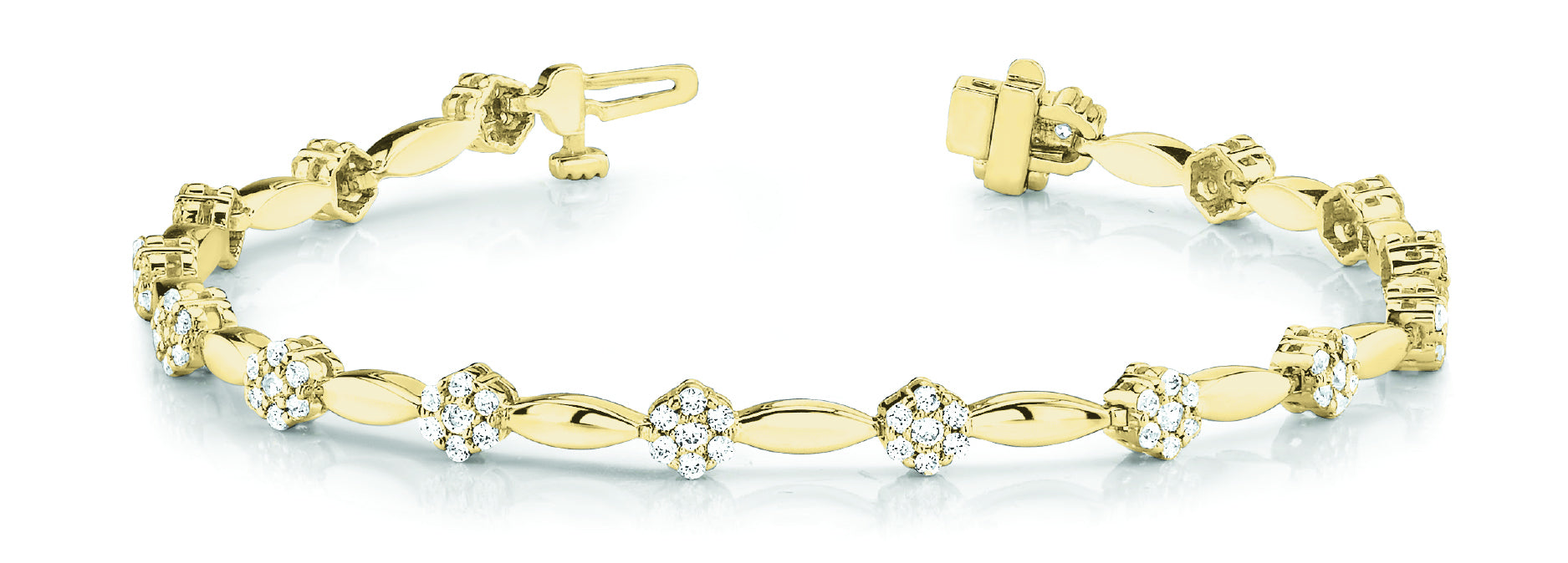 18K Yellow Gold Diamond Fashion Tennis Bracelet