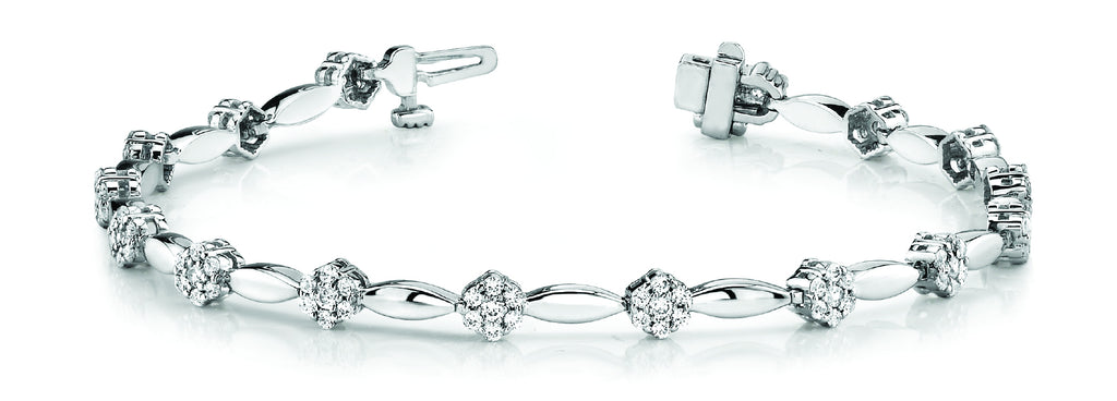 14K White Gold Round Diamond Fashion Bracelet
