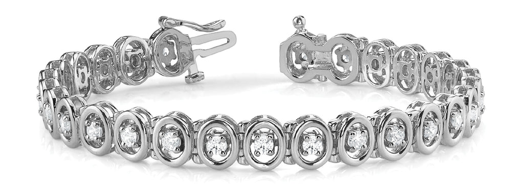 18K White Gold Round Diamond Tennis Bracelet