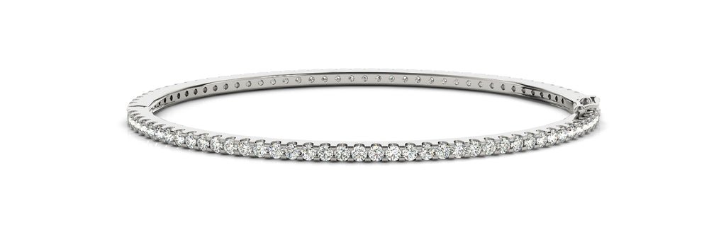 14K White Gold Diamond Fashion Bangle Bracelet