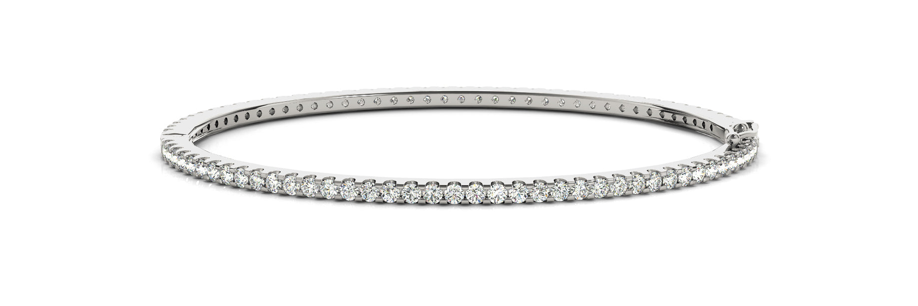 14K White Gold Diamond Fashion Bangle Bracelet