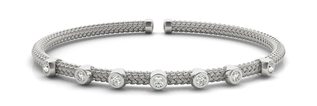 14K White Gold Round Diamond Fashion Bracelet