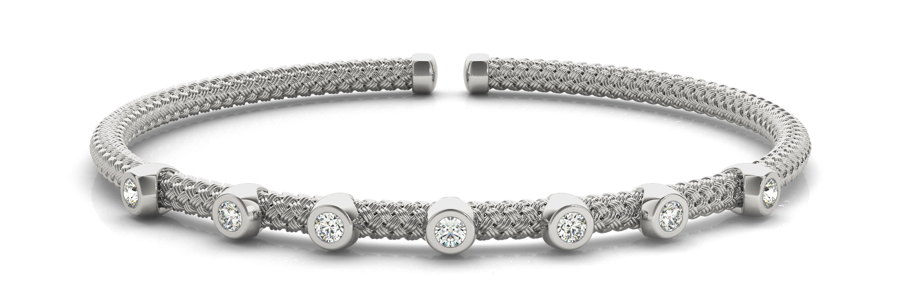 14K White Gold Round Diamond Fashion Bracelet