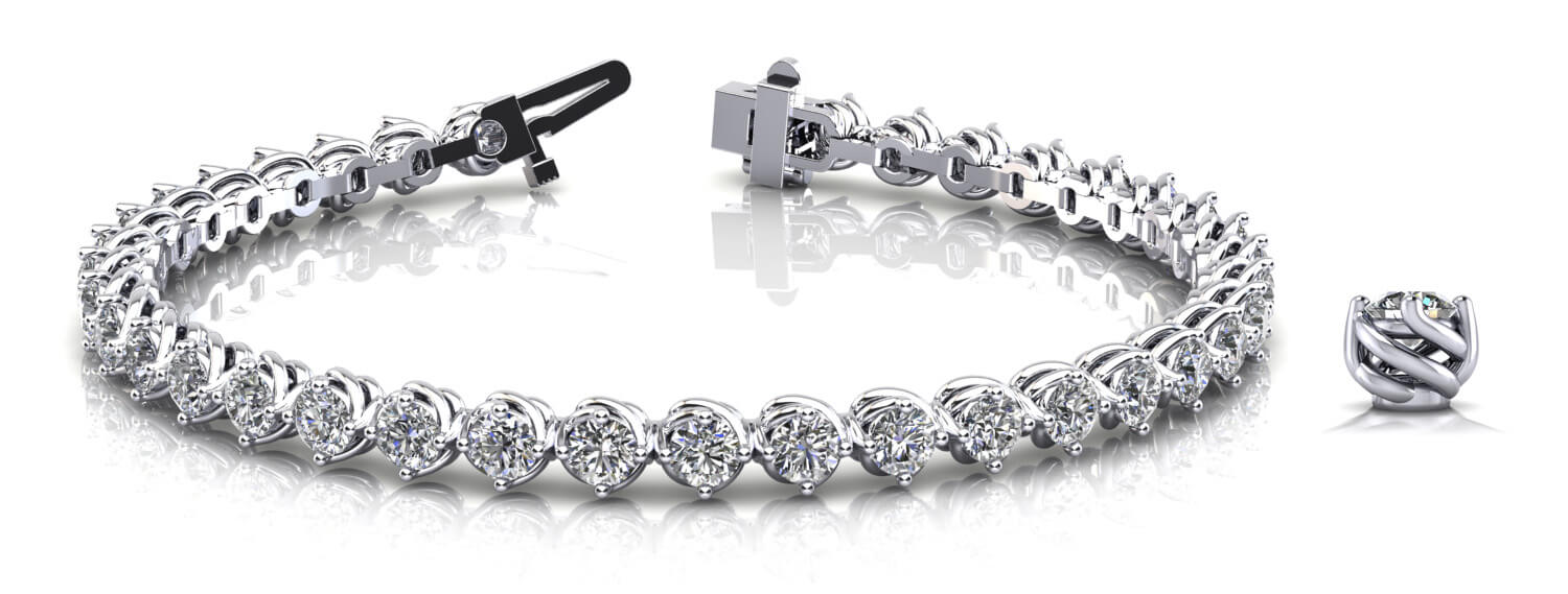 14K White Gold 2 CT Diamond Line Bracelet