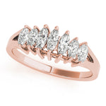 18K Rose Gold Marquise Diamond Wedding Ring