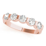 18K Rose Gold 5-Stone Diamond Wedding Ring