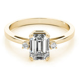 14K Yellow Gold Emerald Diamond Fashion Ring