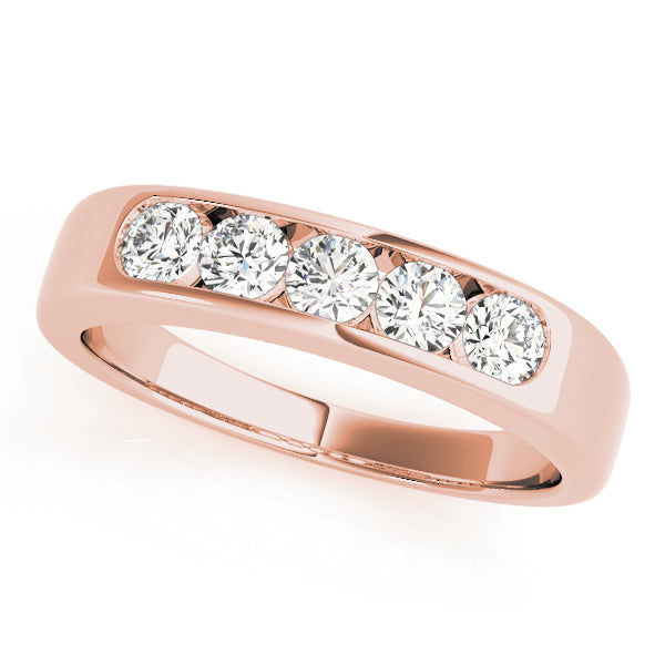 14K Rose Gold Multi-Stone Diamond Wedding Band