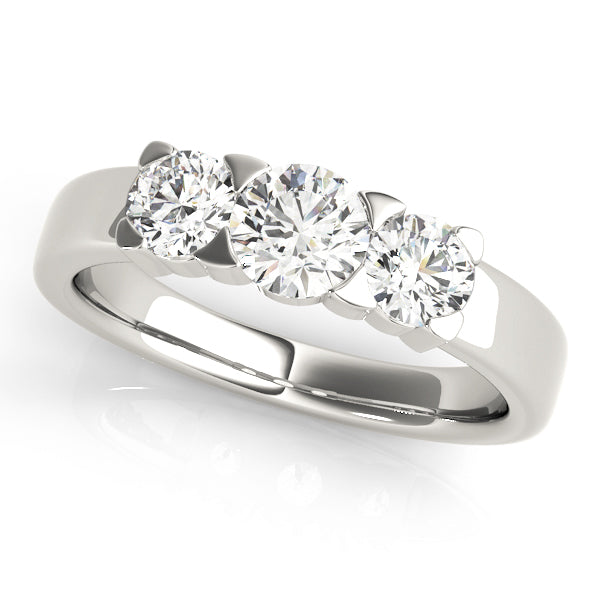 Round Diamond Three Stone Engagement Ring