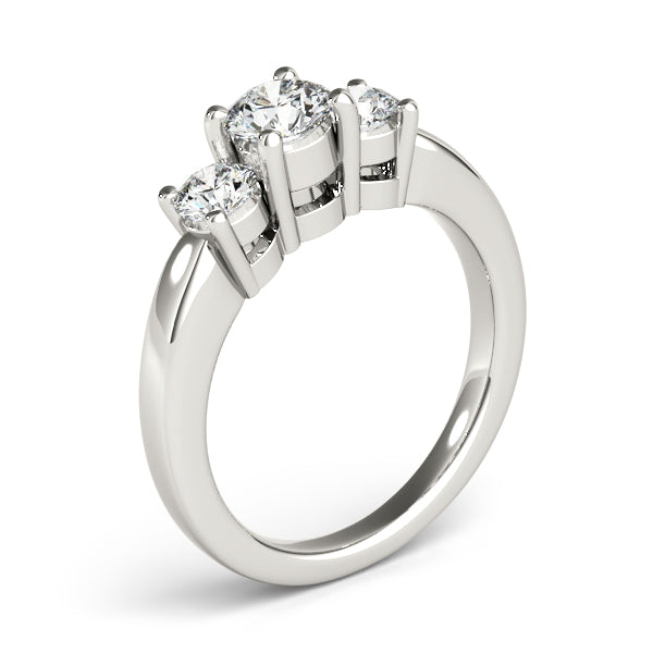 Platinum 1 ct Round Diamond Three-Stone Ring