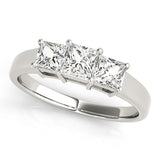Square Diamond Three Stone Engagement Ring