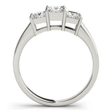 Square Diamond Three Stone Engagement Ring