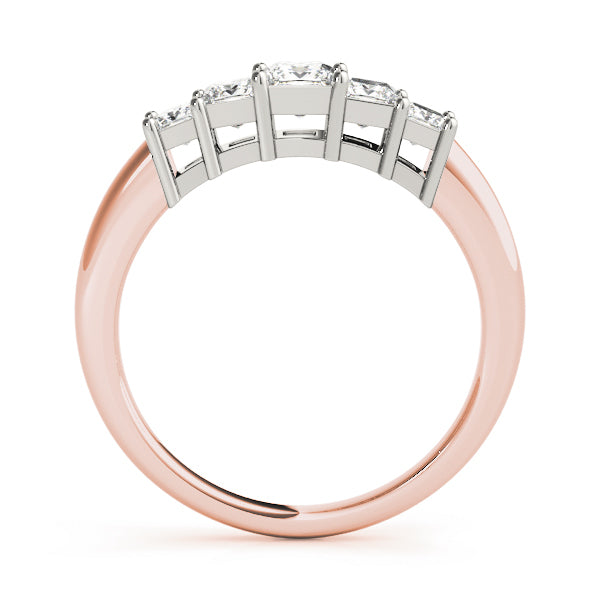 18K Rose Gold Square Diamond Wedding Ring