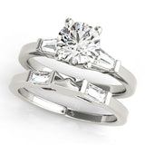 0.75 CT Round Diamond Ring with Baguette Accents