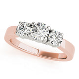 18K Rose Gold 1ct Round Diamond Three-Stone Ring
