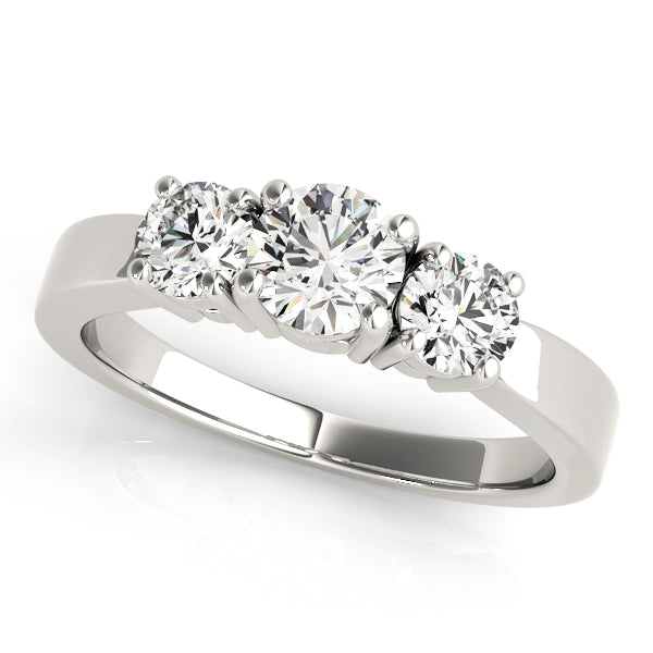 1 CT Round Diamond Three Stone Engagement Ring
